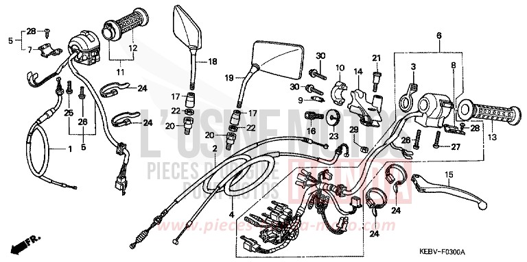 HEBELGRIFF/SCHALTER/KABEL von CA125 REBEL MYSTERY RED METALLIC (R231) von 1999